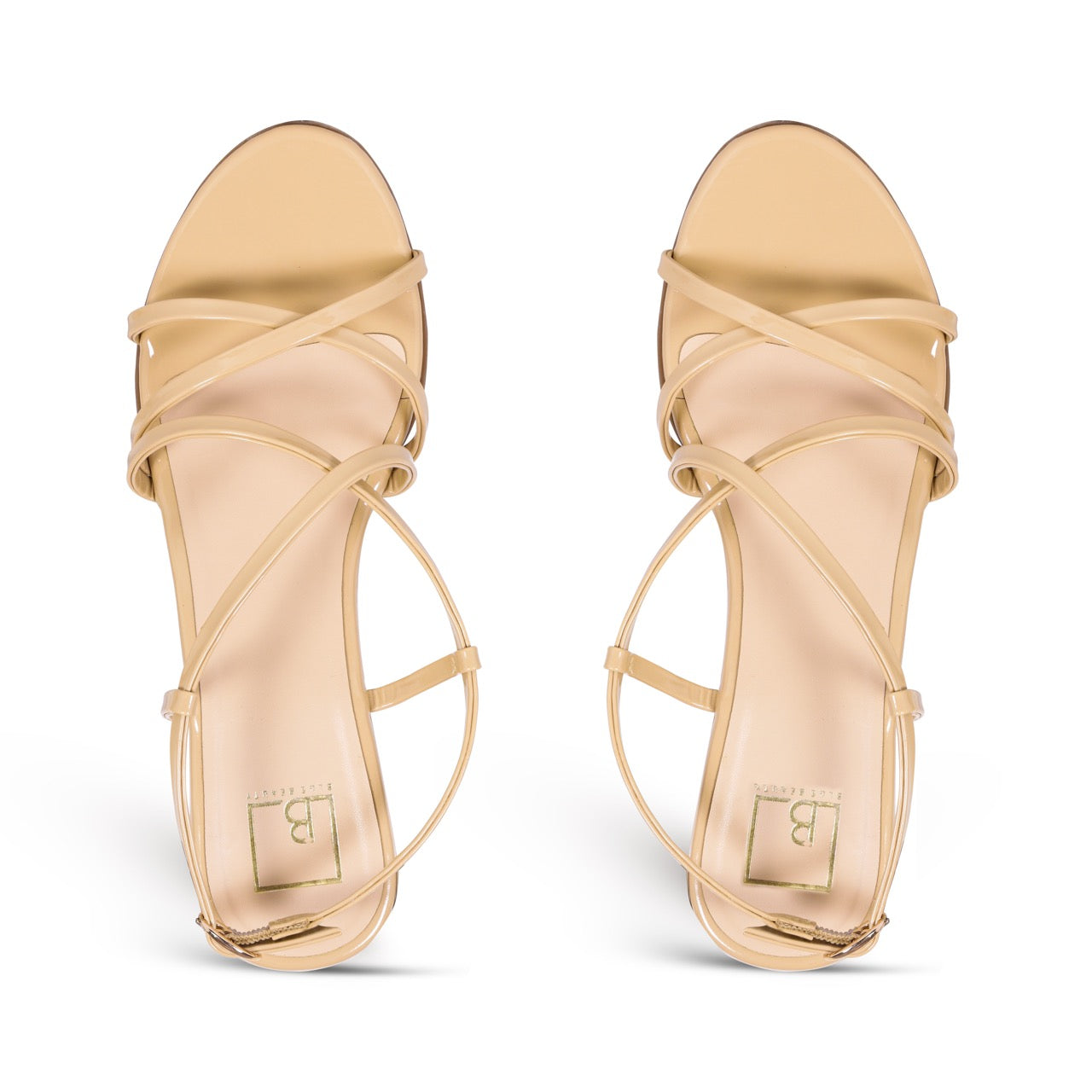 Strappy Block Flat Sandals Cream
