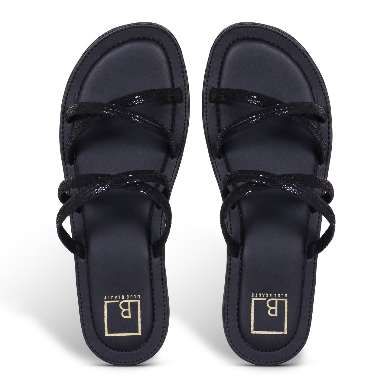 Strappy Flat Sandals Black
