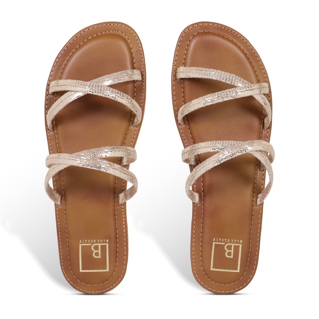 Strappy Flat Sandals Gold
