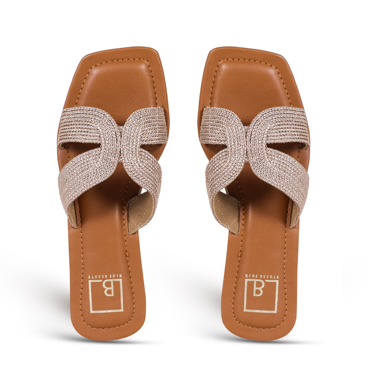 Woven Strap Slip-On Flat Rose Gold