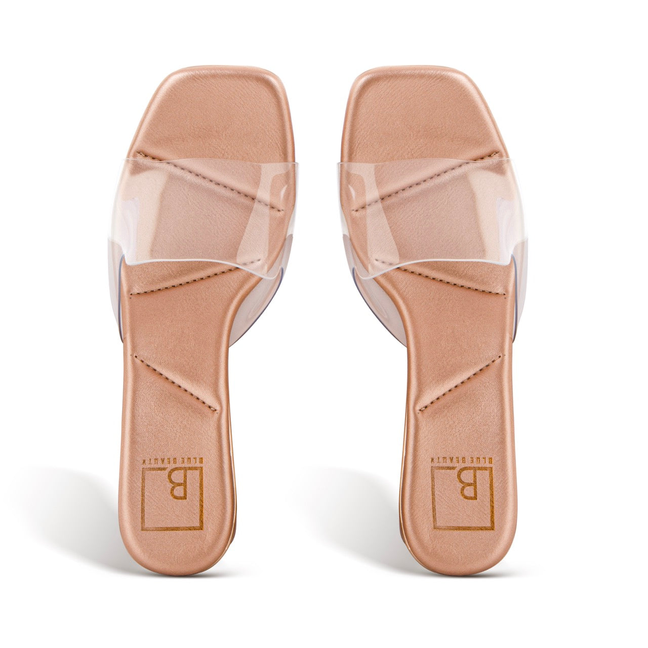 Chic Nude Transparent Block Heels Rose Gold