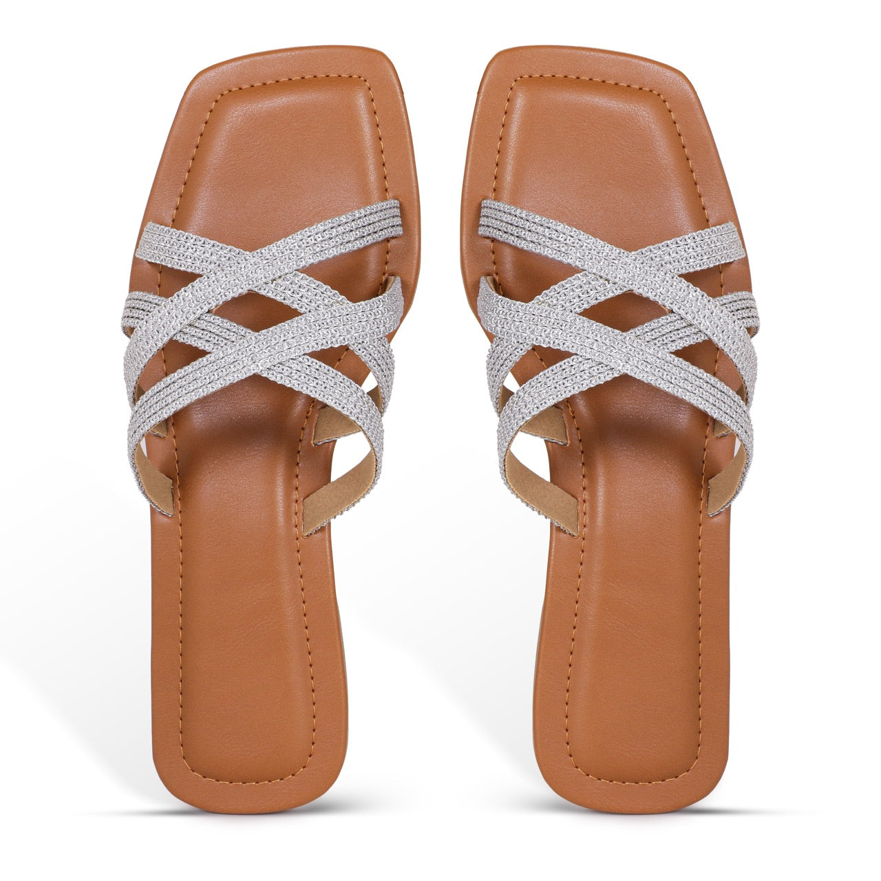 Woven Strap Slip-On Flat Silver