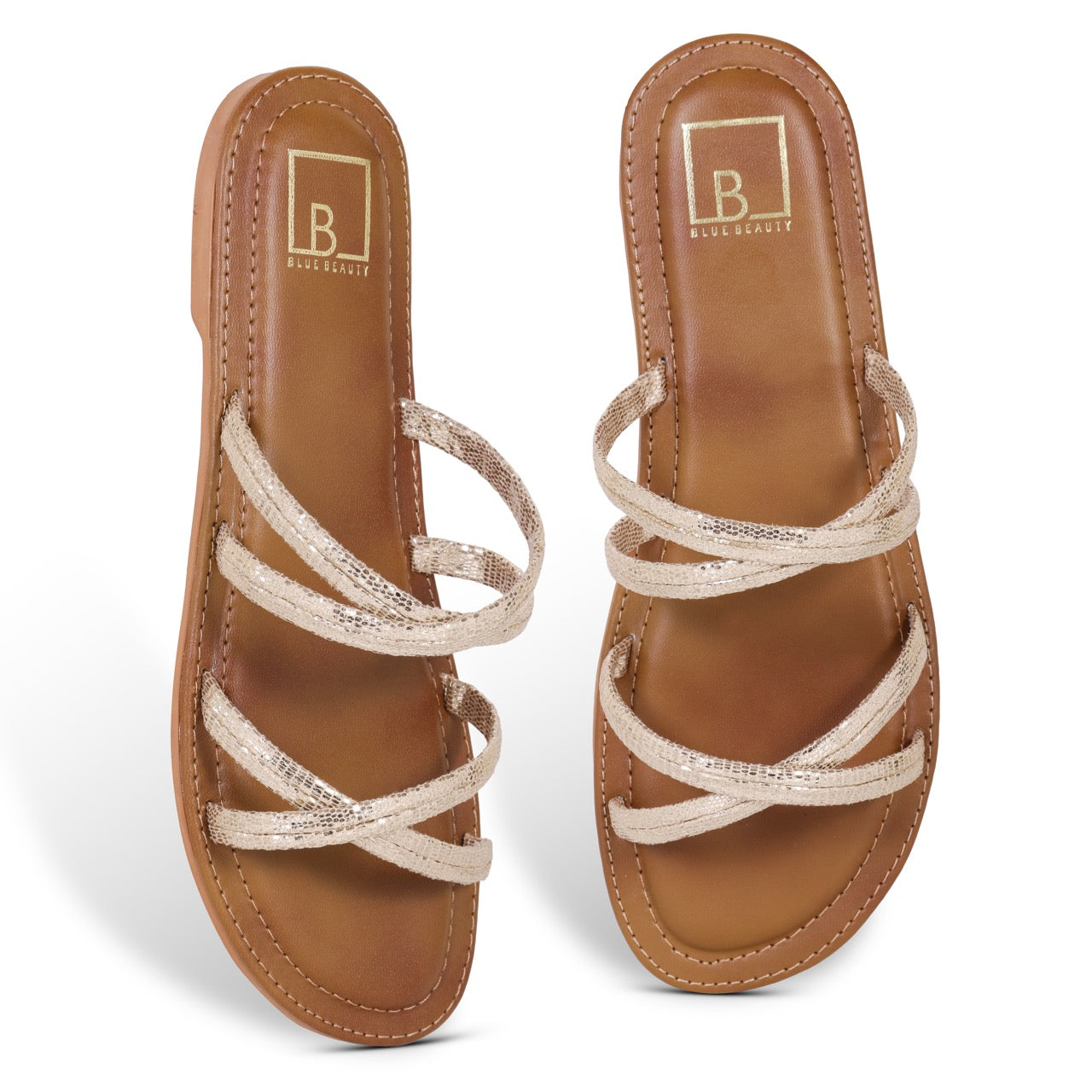 Strappy Flat Sandals Gold