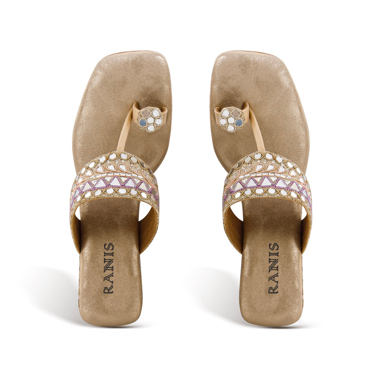 Embellished Wedge Sandals Gold