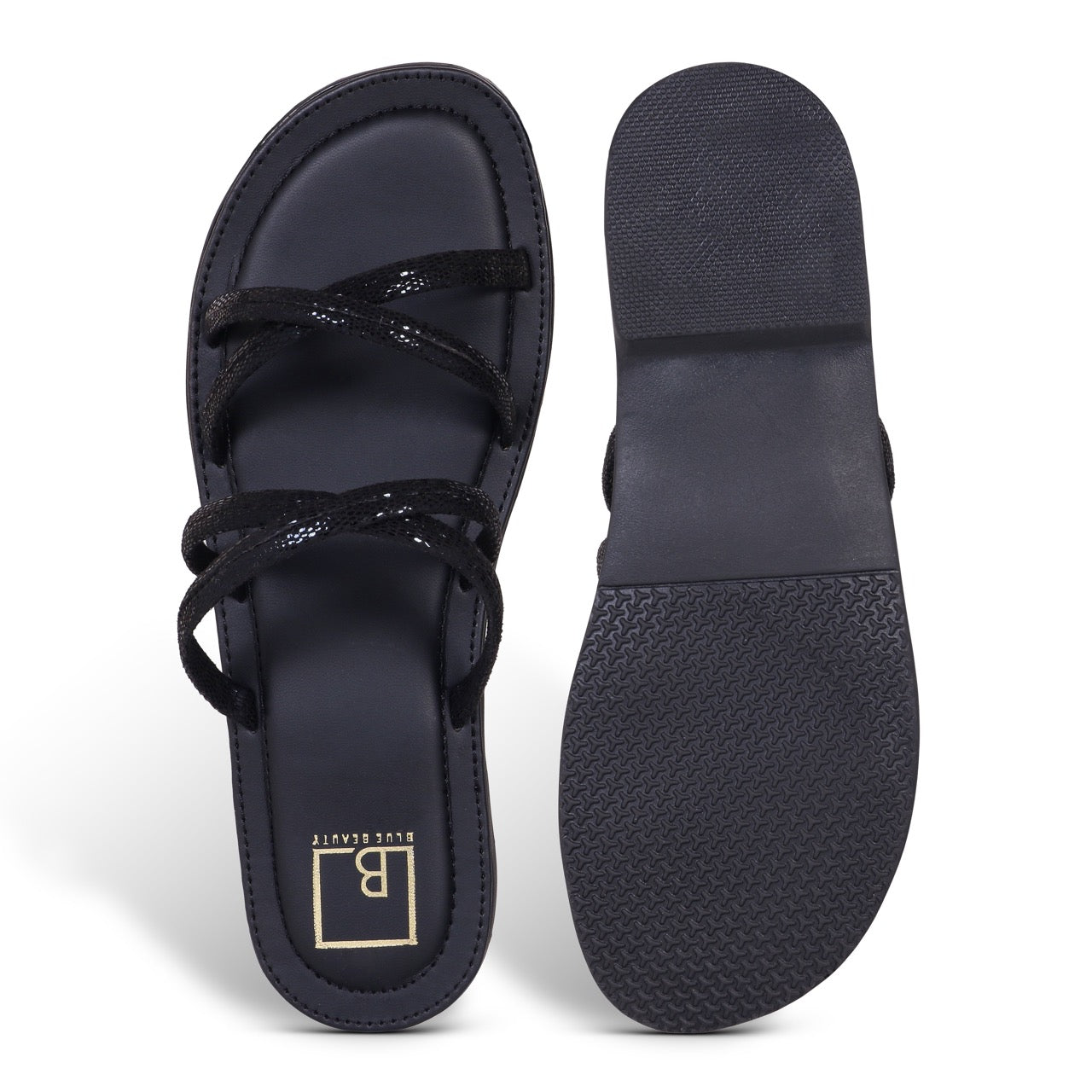 Strappy Flat Sandals Black