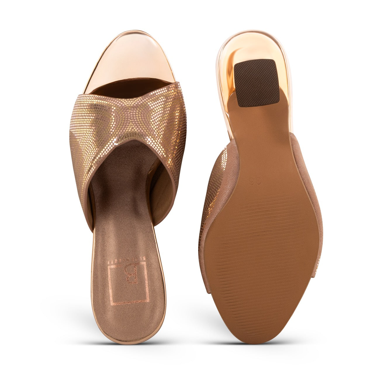 Glamorous Slip-On Heels Rose Gold