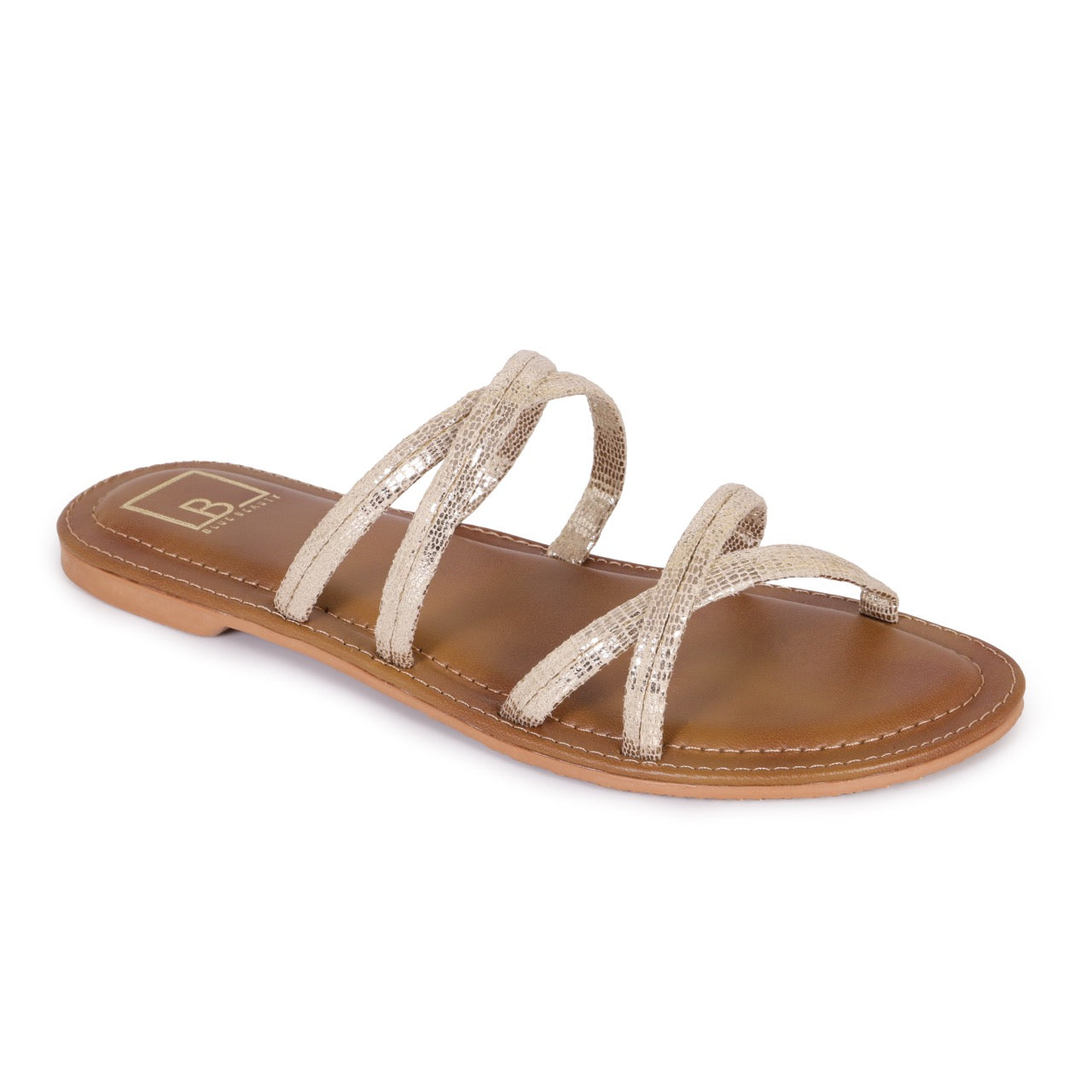 Strappy Flat Sandals Gold