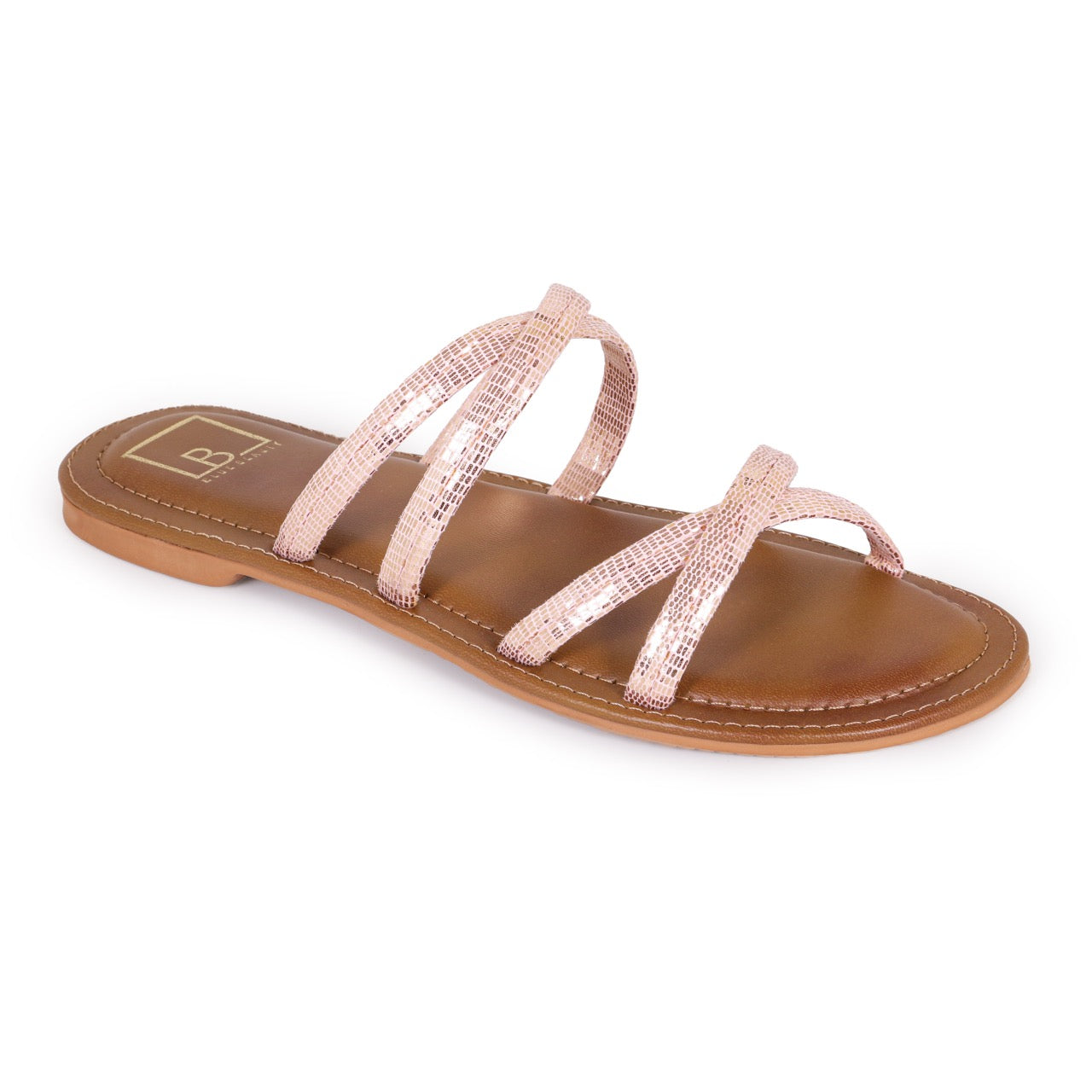 Strappy Flat Sandals Peach
