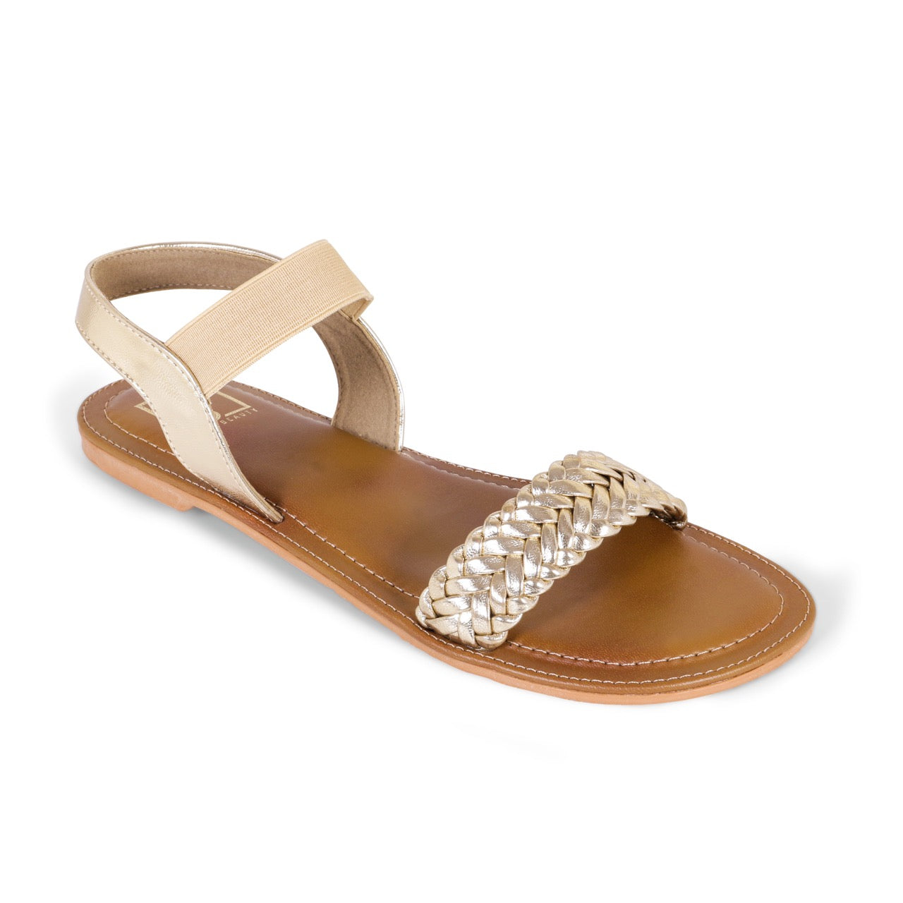 Braided Strap Flat Sandals Gold