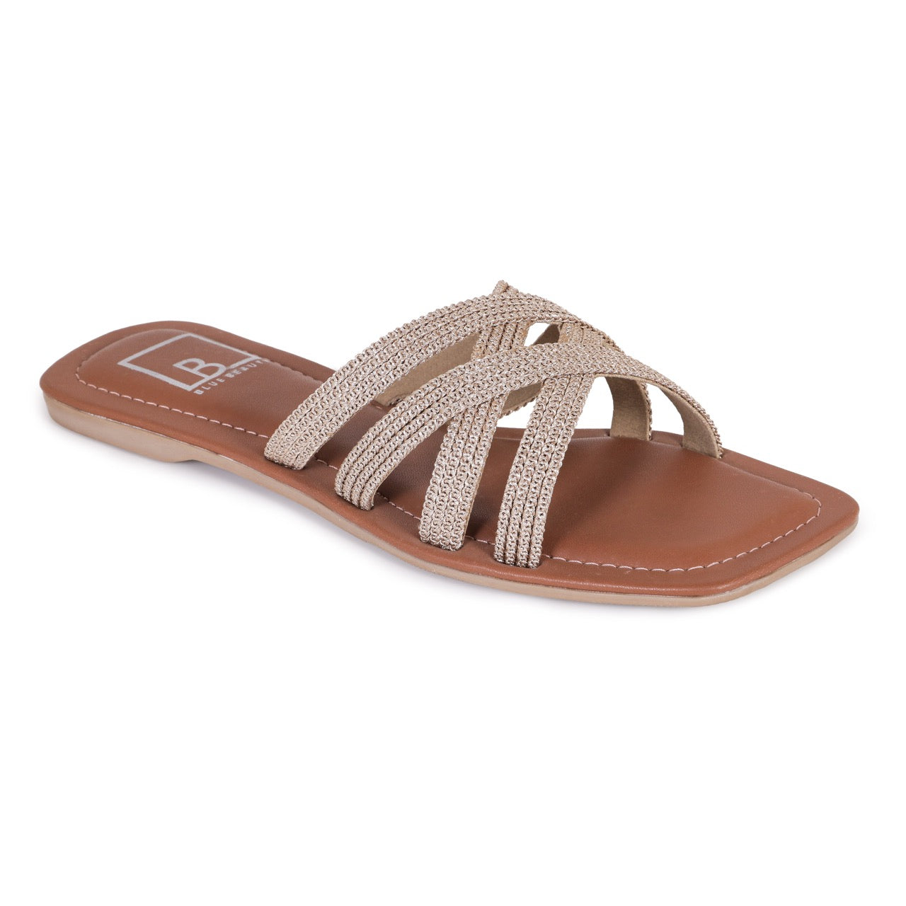 Woven Strap Slip-On Flat Rose Gold