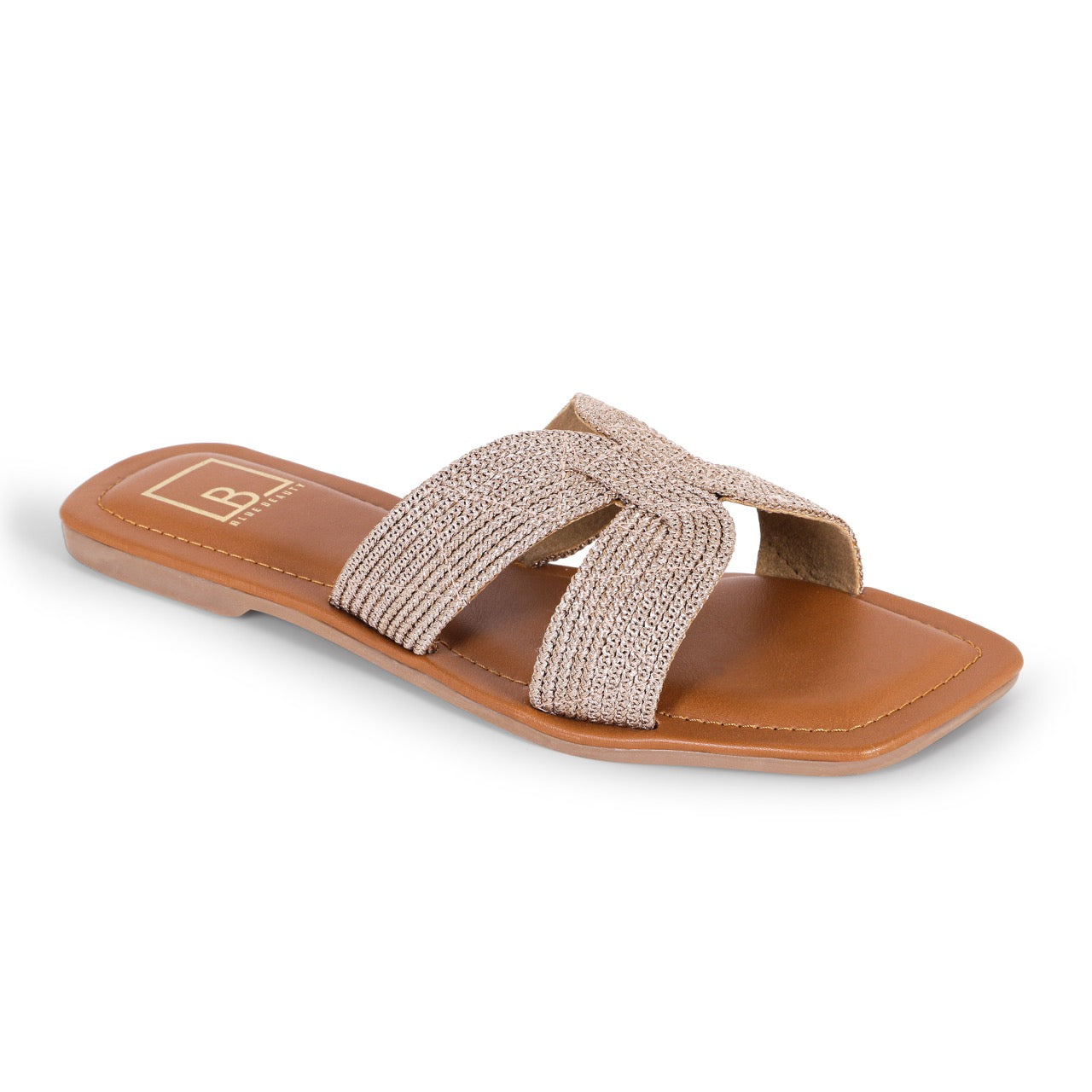 Woven Strap Slip-On Flat Rose Gold