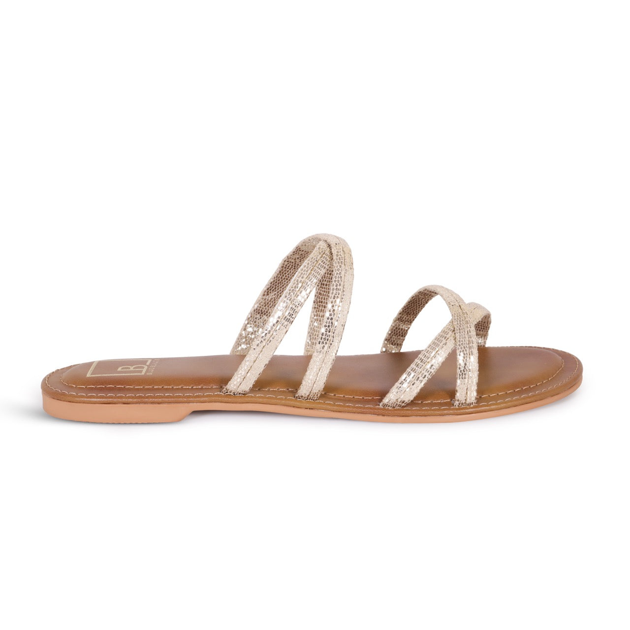 Strappy Flat Sandals Gold