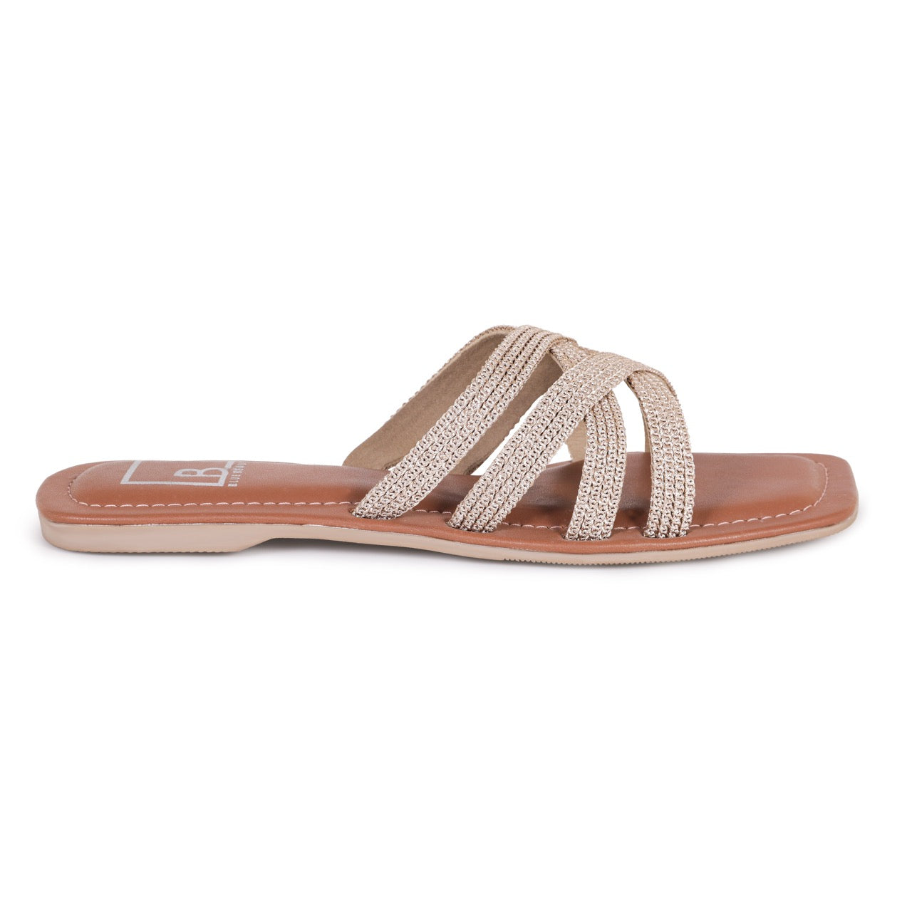 Woven Strap Slip-On Flat Rose Gold