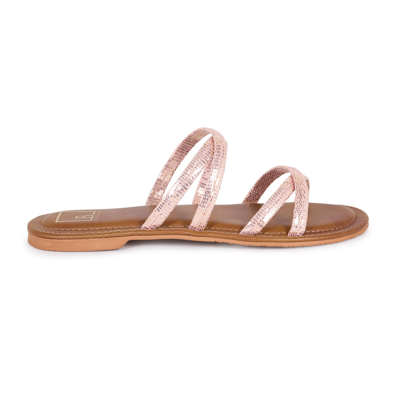 Strappy Flat Sandals Peach