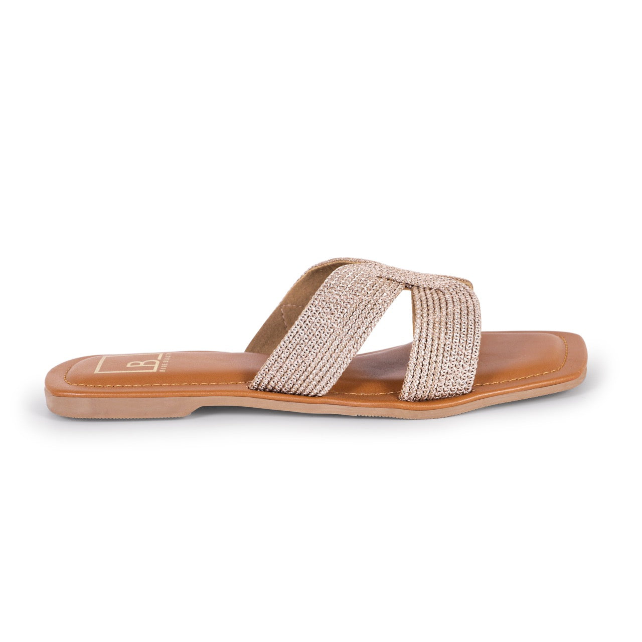 Woven Strap Slip-On Flat Rose Gold