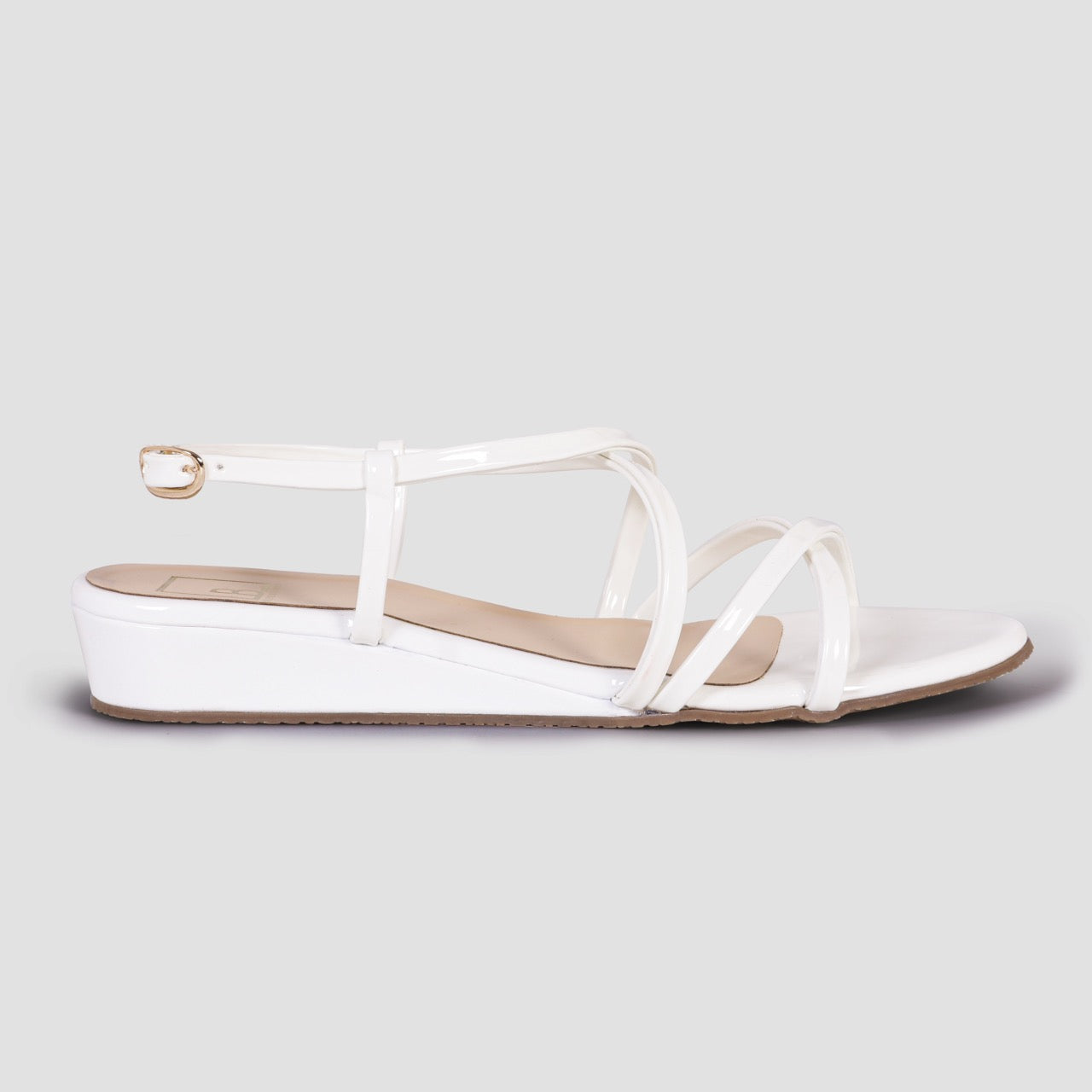 Strappy Block Flat Sandals White