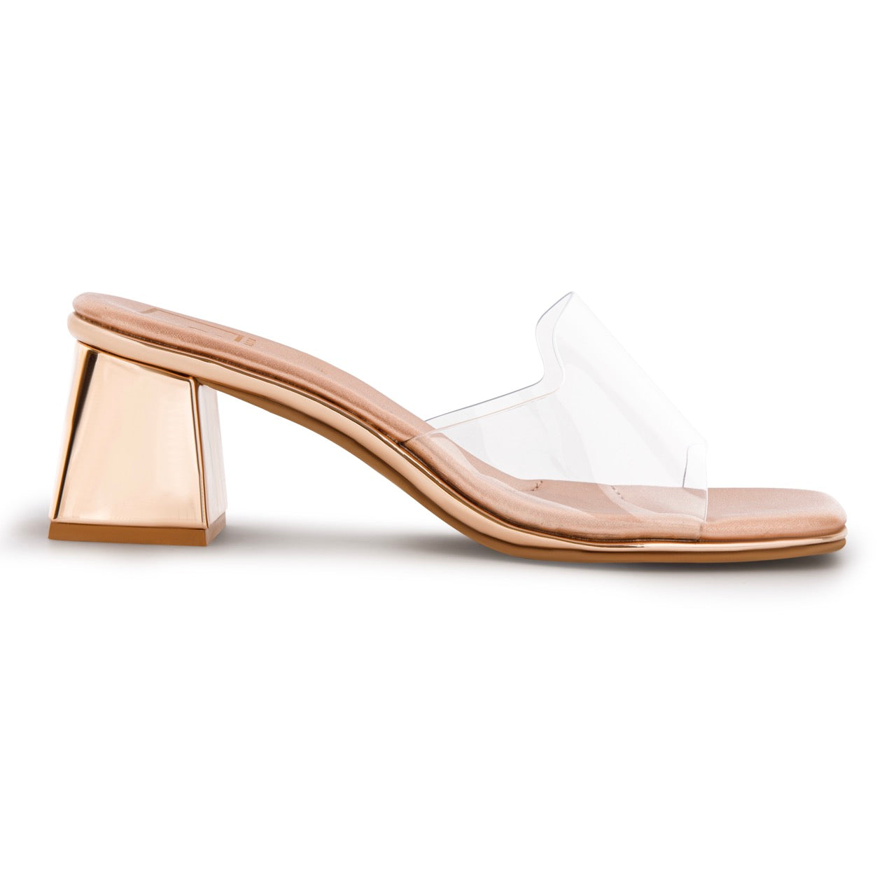 Chic Nude Transparent Block Heels Rose Gold