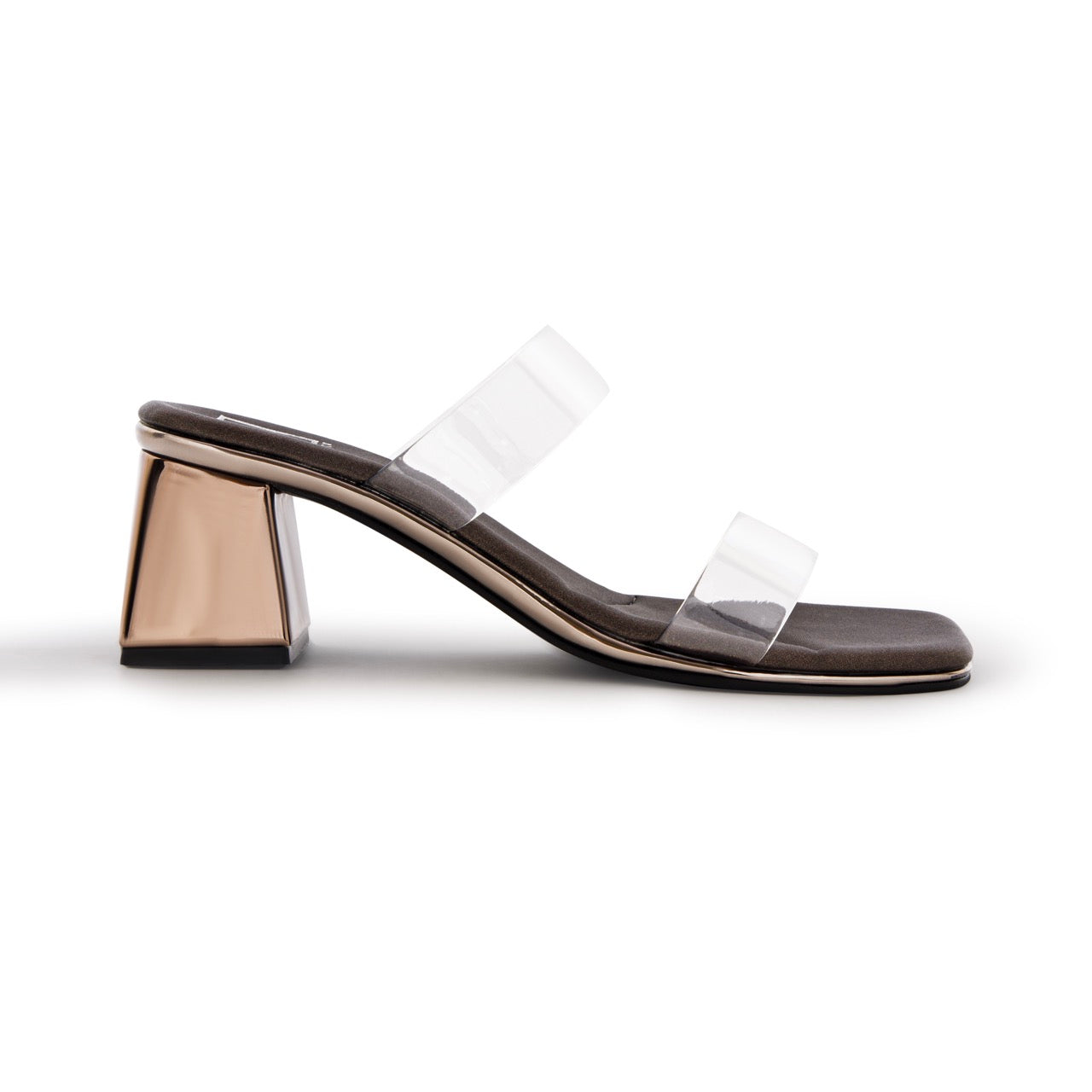 Trendy Transparent Strap Block Heels Black