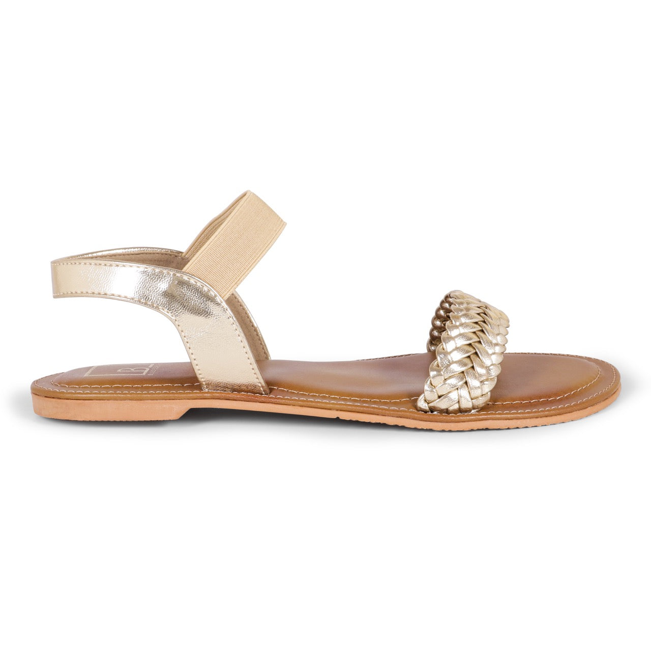 Braided Strap Flat Sandals Gold